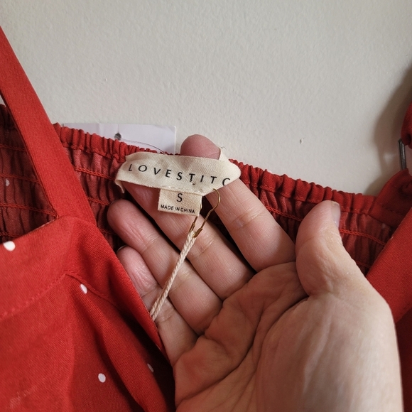 Lovestitch, Amora Knot Front‎ Red Polka Dot Dress, Red & white, Size Small, NWT - Picture 6 of 8